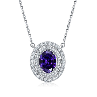 925 Sterling Silver Emerald Oval Pendant Necklace - Modern Birthstone Jewelry
