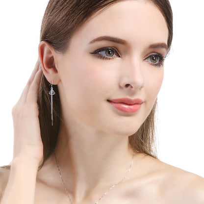 925 Sterling Silver Eternal Harmony Drop Earrings - Buddhist Auspicious Symbol Dangle Earrings for Women