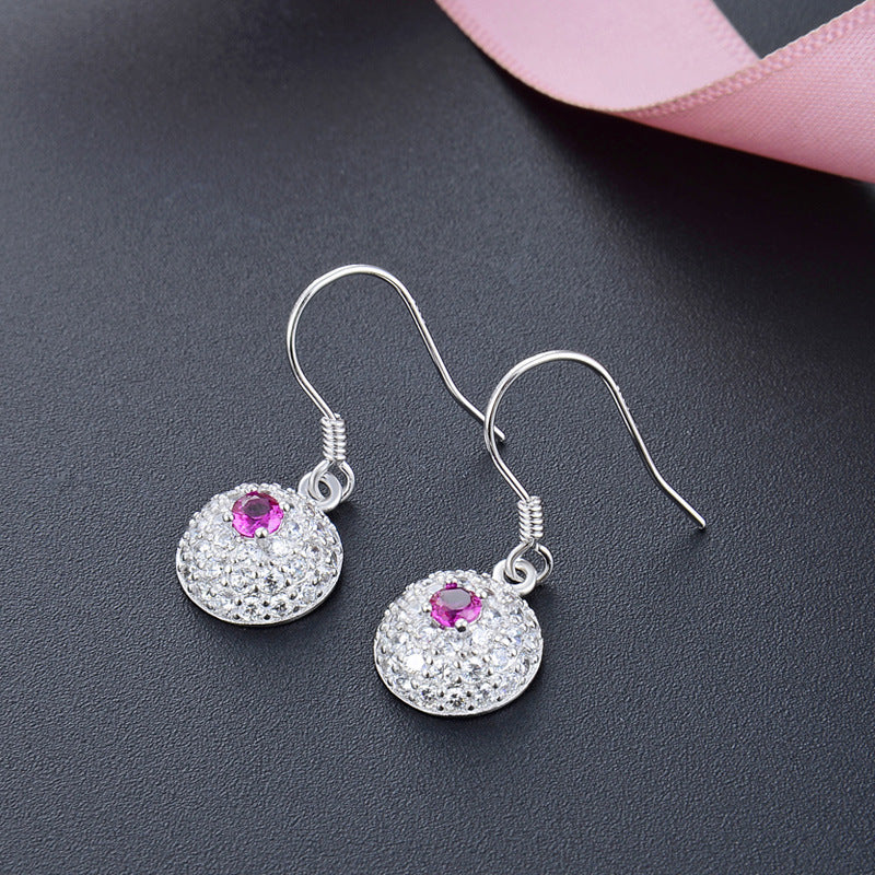 925 Sterling Silver Eye Dangle Earrings - Korean Style Geometric Evil Eye Earrings for Women