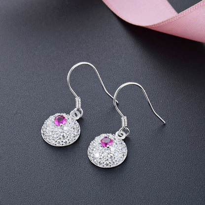 925 Sterling Silver Eye Dangle Earrings - Korean Style Geometric Evil Eye Earrings for Women
