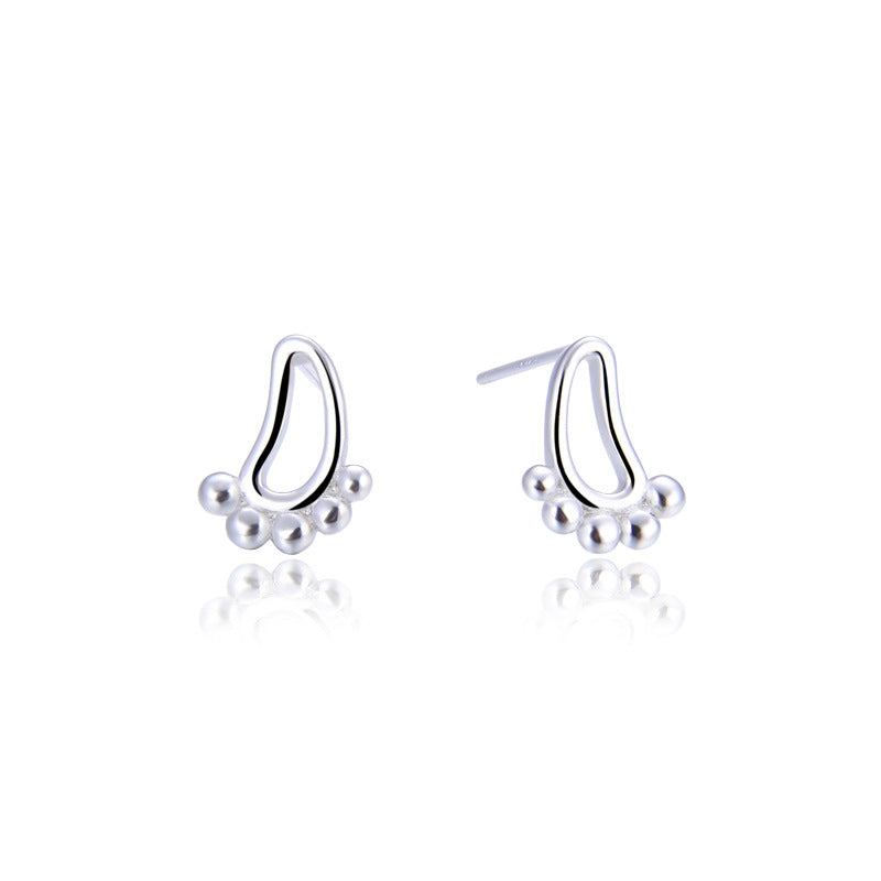 925 Sterling Silver Fashion Geometric Stud Earrings - Electroplated Korean Style Pattern Design with Plastic Ear Stoppers