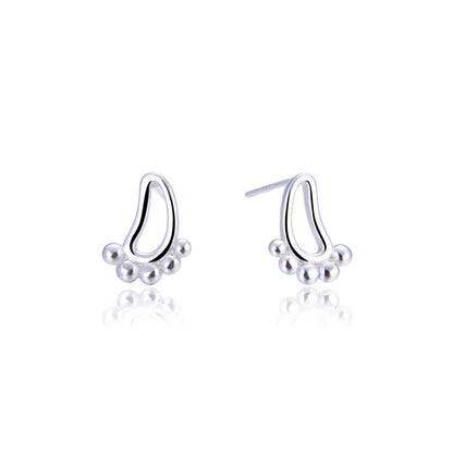 925 Sterling Silver Fashion Geometric Stud Earrings - Electroplated Korean Style Pattern Design with Plastic Ear Stoppers