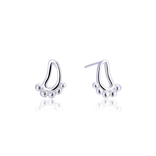 925 Sterling Silver Fashion Geometric Stud Earrings - Electroplated Korean Style Pattern Design with Plastic Ear Stoppers