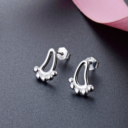 925 Sterling Silver Fashion Geometric Stud Earrings - Electroplated Korean Style Pattern Design with Plastic Ear Stoppers