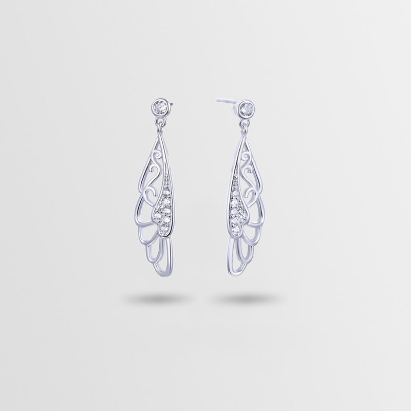 925 Sterling Silver Feather Drop Earrings - Rose Gold & White Gold Plated Minimalist Dangle Earrings