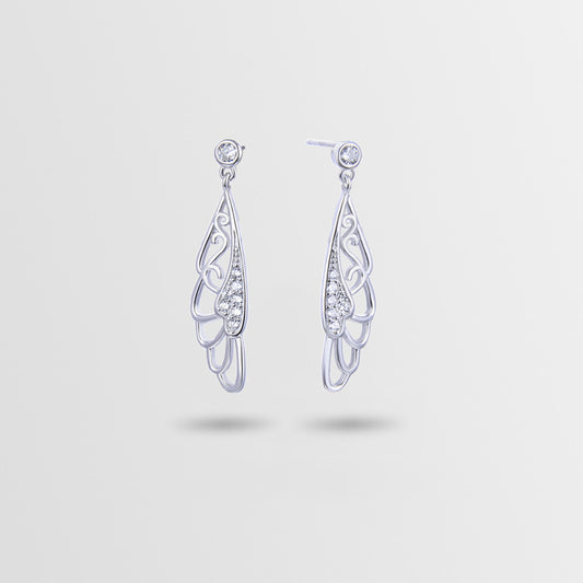 925 Sterling Silver Feather Drop Earrings - Rose Gold & White Gold Plated Minimalist Dangle Earrings