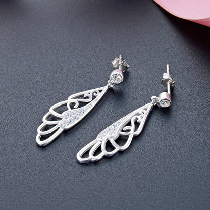925 Sterling Silver Feather Drop Earrings - Rose Gold & White Gold Plated Minimalist Dangle Earrings