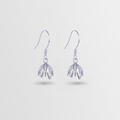 925 Sterling Silver Floral Drop Earrings - Minimalist Geometric Flower Dangle Earrings for Women