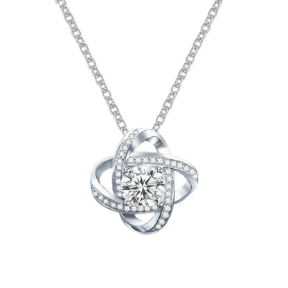 925 Sterling Silver Floral Geometric Pendant Necklace with 1ct Moissanite Cross Chain Women's Unique Jewelry