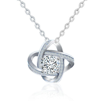 925 Sterling Silver Floral Geometric Pendant Necklace with 1ct Moissanite Cross Chain Women's Unique Jewelry