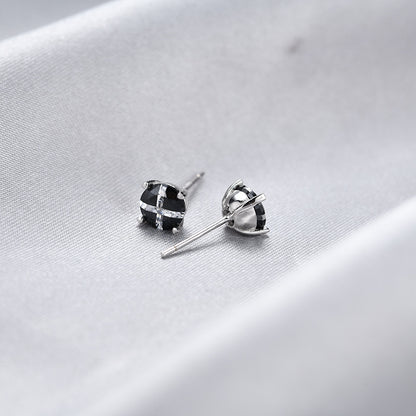 925 Sterling Silver Floral Petal Stud Earrings with Zircon - Korean Style Women's Fashion Earrings with Plastic Backs