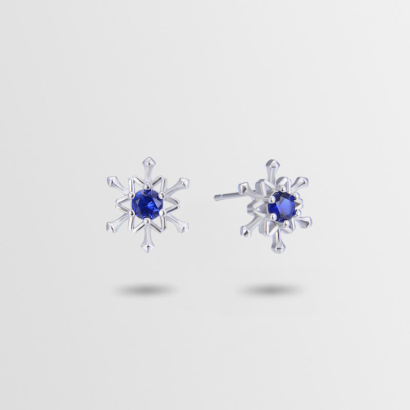 925 Sterling Silver Floral Stud Earrings - Korean Style Diamond Accent Geometric Earrings with Plastic Stoppers
