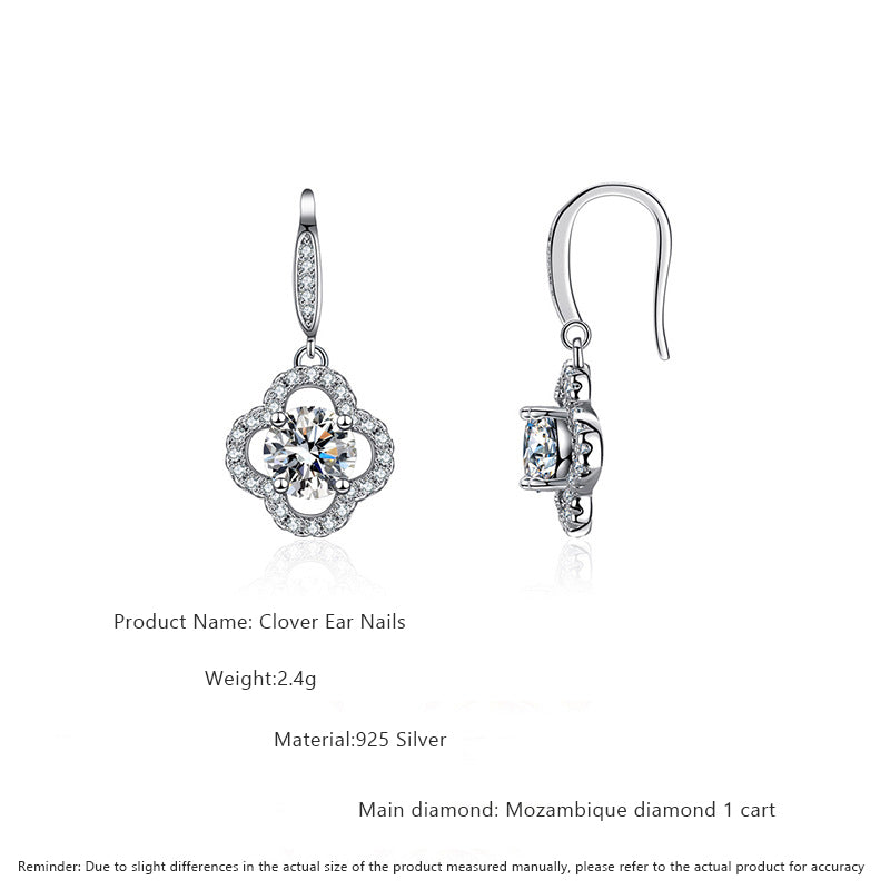 925 Sterling Silver Floral Stud Earrings with 1ct Moissanite Rhodium Plated Luxury Petal Jewelry for Women