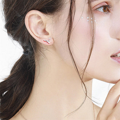 925 Sterling Silver Floral Zircon Stud Earrings – Elegant Crystal Blossom Design