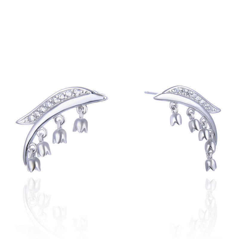 925 Sterling Silver Flower Stud Earrings with Cubic Zirconia - Minimalist Floral Earrings with Plastic Backs for Women