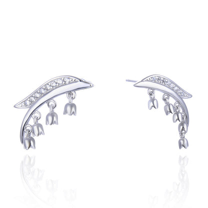 925 Sterling Silver Flower Stud Earrings with Cubic Zirconia - Minimalist Floral Earrings with Plastic Backs for Women