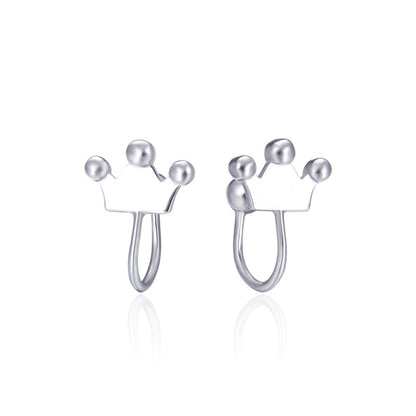 925 Sterling Silver Fortune Toad Clip Earrings - 2.1g Diamond-Accent Chinese Style Ear Cuffs for Women