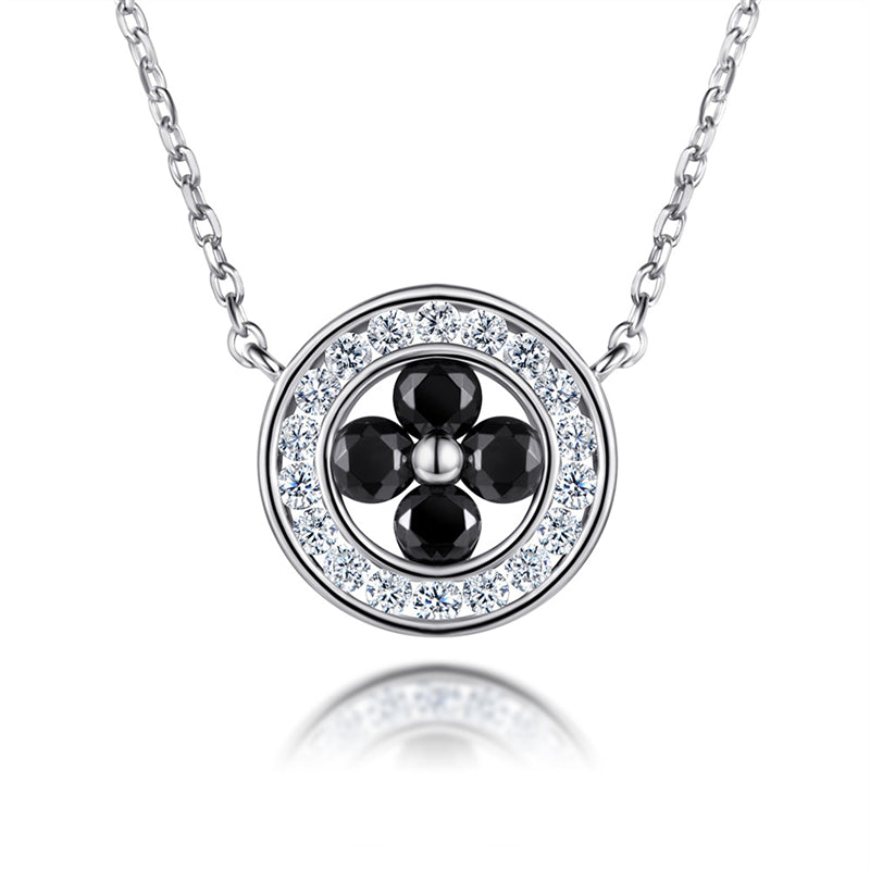 925 Sterling Silver Four-Leaf Clover Pendant Necklace - Lucky Charm Collarbone Chain