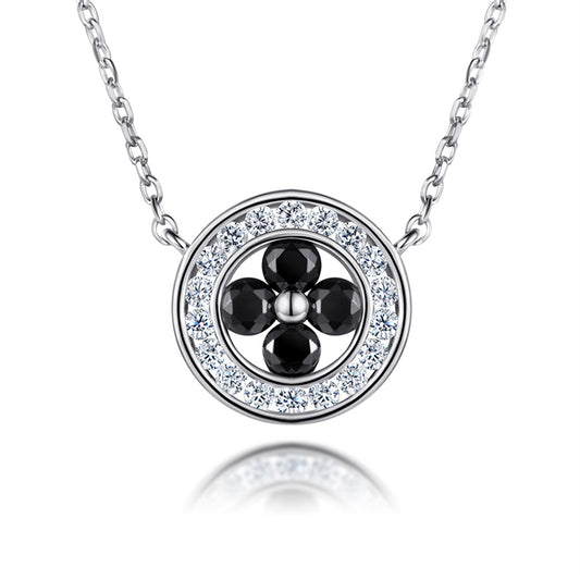 925 Sterling Silver Four-Leaf Clover Pendant Necklace - Lucky Charm Collarbone Chain