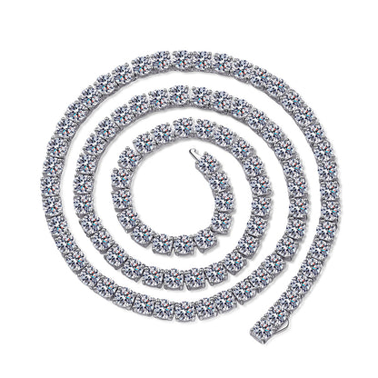 925 Sterling Silver Full-Circle Moissanite Choker - PT950-Plated Statement Necklace