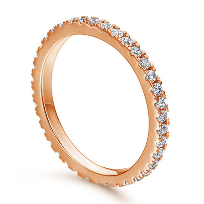925 Sterling Silver Full-Pavé Crown Ring – Minimalist Single Row Zircon Band