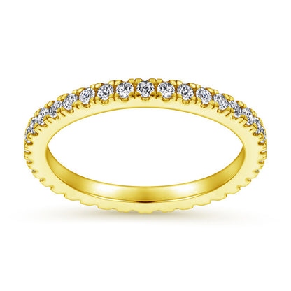 925 Sterling Silver Full-Pavé Crown Ring – Minimalist Single Row Zircon Band