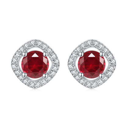 925 Sterling Silver Full-Pavé Square Zircon Earrings – Elegant Geometric Birthstone Jewelry