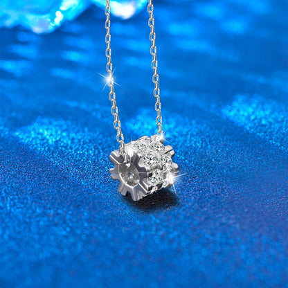 925 Sterling Silver Full Diamond Waist Circle Pendant Necklace with Cross or Box Chain Women's Rhodium Plated Light Luxury Jewelry