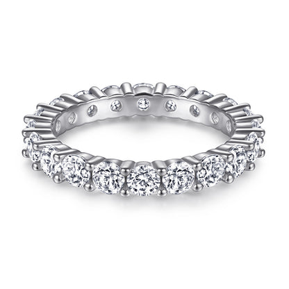925 Sterling Silver Full Eternity Band - Micro Pave Zircon Stackable Index Finger Ring