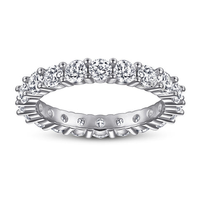 925 Sterling Silver Full Eternity Band - Micro Pave Zircon Stackable Index Finger Ring