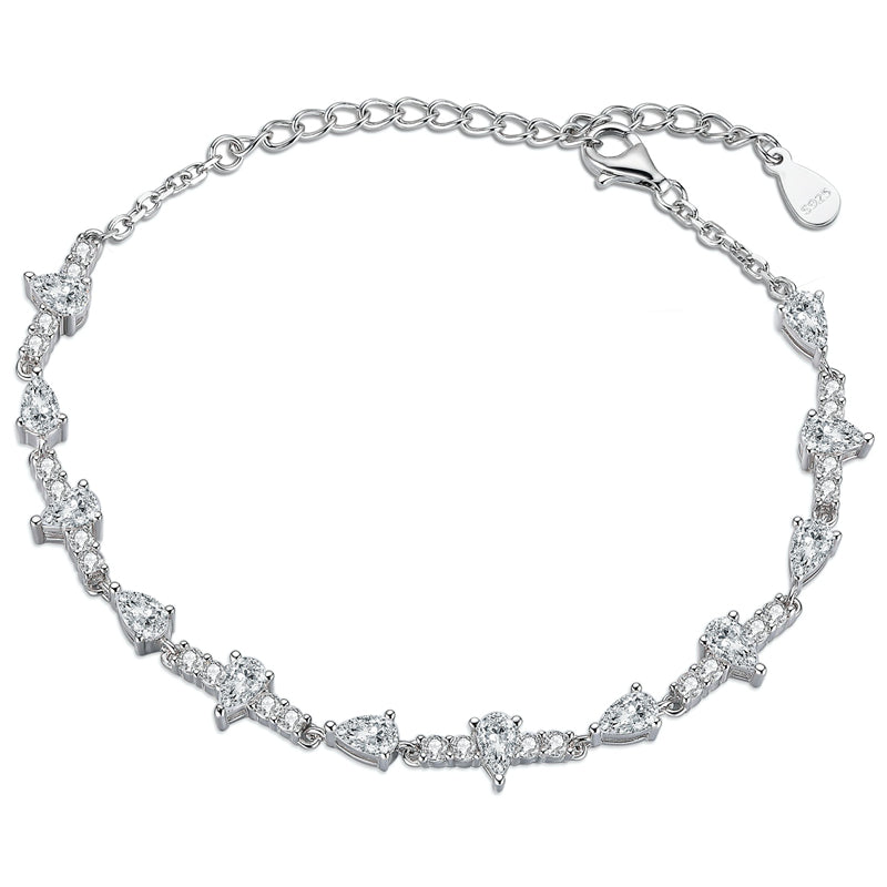925 Sterling Silver Full Pavé Zirconia Bracelet - Luxurious Geometric Jewelry for Women