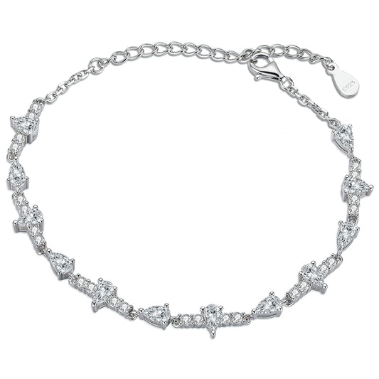 925 Sterling Silver Full Pavé Zirconia Bracelet - Luxurious Geometric Jewelry for Women