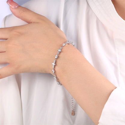 925 Sterling Silver Full Pavé Zirconia Bracelet - Luxurious Geometric Jewelry for Women