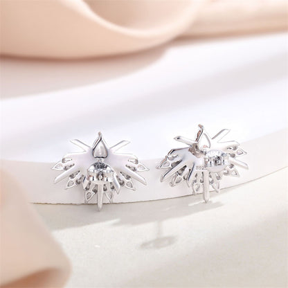 925 Sterling Silver Full Zircon Earrings for Women Elegant Floral Bow & Teardrop Dangle Earrings White Gold Plated