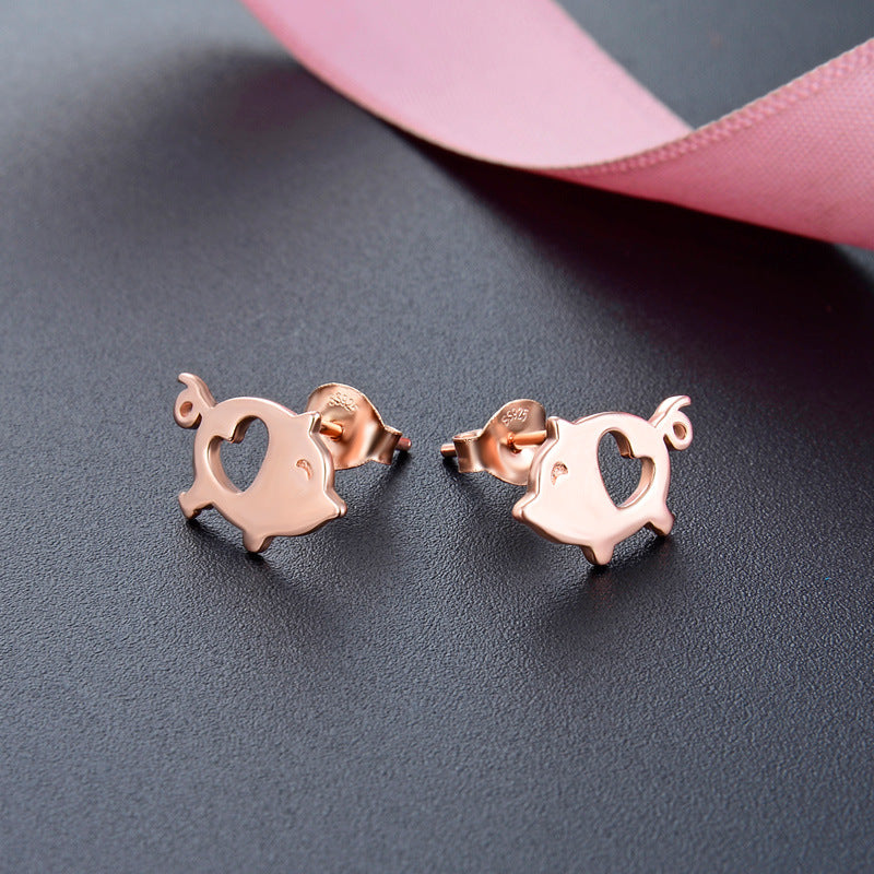 925 Sterling Silver Geometric Animal Stud Earrings - Korean Style Minimalist Earrings with Plastic Backs