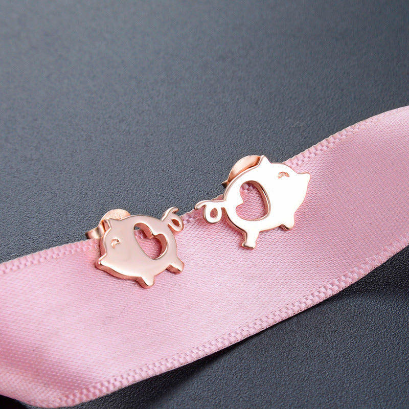 925 Sterling Silver Geometric Animal Stud Earrings - Korean Style Minimalist Earrings with Plastic Backs