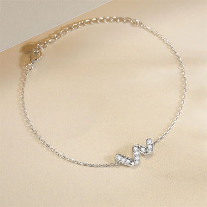 925 Sterling Silver Geometric Bracelet - Modern U-Shaped Jewelry with Zirconia