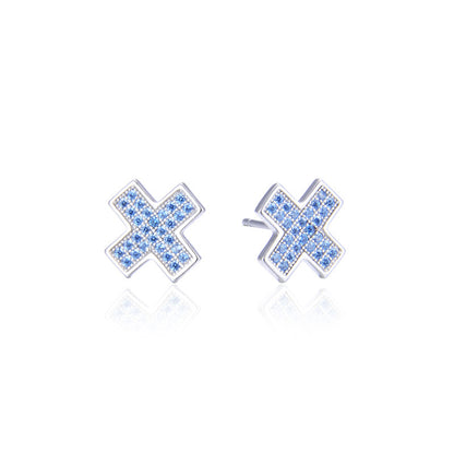 925 Sterling Silver Geometric CZ Stud Earrings - Minimalist Diamond Earrings with Plastic Backs
