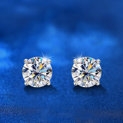 925 Sterling Silver Geometric Circle Stud Earrings with 2ct Moissanite - White Gold Plated Unique Statement Jewelry for Women