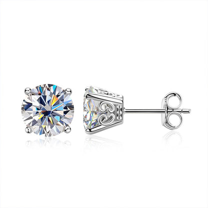 925 Sterling Silver Geometric Circle Stud Earrings with 2ct Moissanite - White Gold Plated Unique Statement Jewelry for Women