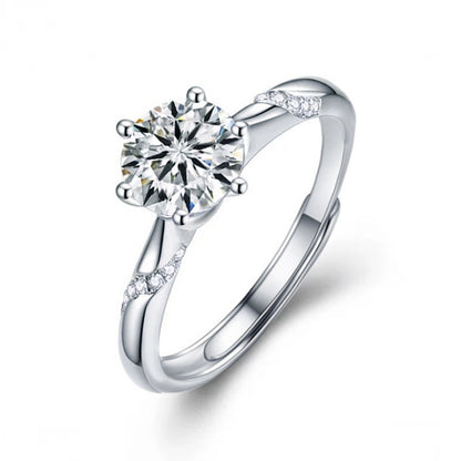 925 Sterling Silver Geometric Couple Rings with 1ct Moissanite  Adjustable Unisex Matching Bands in White Gold Plated Euro-American Style