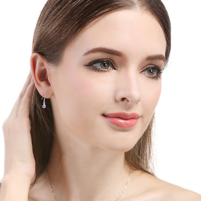 925 Sterling Silver Geometric Dangle Earrings - Korean Style White Gold & Rose Gold Plated Elegant Earrings for Women