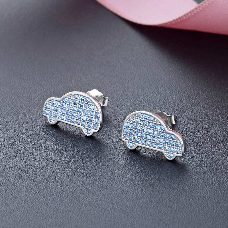 925 Sterling Silver Geometric Diamond Stud Earrings - Korean Style Minimalist Earrings with Plastic Backs