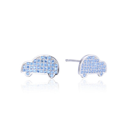 925 Sterling Silver Geometric Diamond Stud Earrings - Korean Style Minimalist Earrings with Plastic Backs