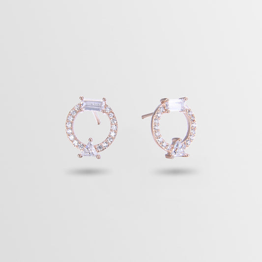 925 Sterling Silver Geometric Diamond Stud Earrings - Minimalist Hypoallergenic Earrings with Plastic Backs