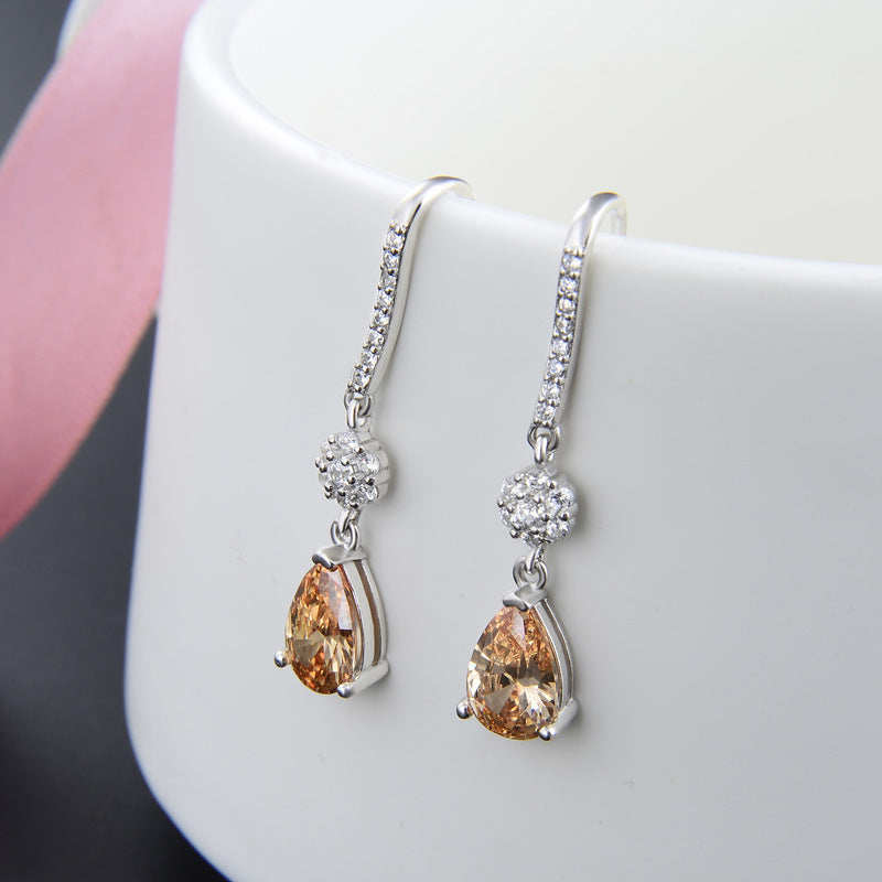 925 Sterling Silver Geometric Drop Earrings - Korean Minimalist Dangle Earrings for Women