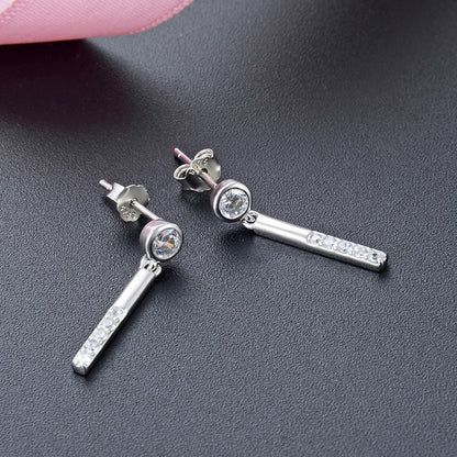 925 Sterling Silver Geometric Drop Earrings - Korean Style Fashion Dangle Earrings with Plastic Backs