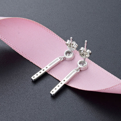 925 Sterling Silver Geometric Drop Earrings - Korean Style Fashion Dangle Earrings with Plastic Backs
