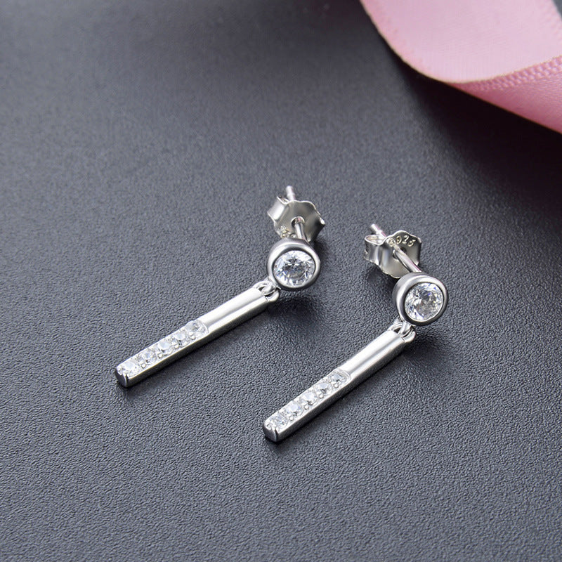 925 Sterling Silver Geometric Drop Earrings - Korean Style Fashion Dangle Earrings with Plastic Backs