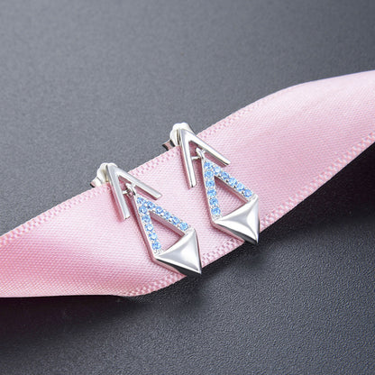 925 Sterling Silver Geometric Drop Earrings - Korean Style Fashion Dangle Earrings with Plastic Backs for Women